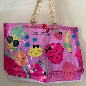 Too Faced Pink Plastic Tropical Beach Tote